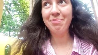 Risky playground masturbation and pissing into outside