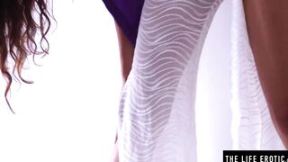 Good Hispanic Bombshell crams a long sex toy inside her tight unshaved vagina