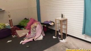 Bukkake blonde drenched inside cum at gang bang