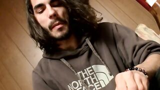 Shaggy straight dude shows his twink ways while wanking