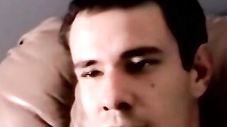 Amateur gay lubed up his cock and started to masturbate