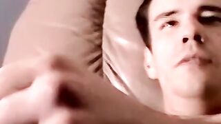 Amateur gay lubed up his cock and started to masturbate