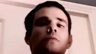 Amateur gay lubed up his cock and started to masturbate