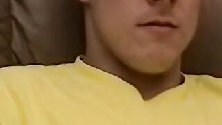 Horny and muscular guy wanks off huge dick until he cums a lot