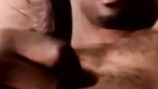 Handsome black amateur jerks off his BBC and cums solo