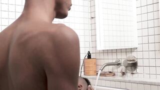 Gorgeous young ebony gays jerking off big cocks and cums