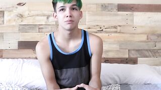 Skinny gay talks in an interview before pleasuring himself
