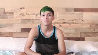 Skinny gay talks in an interview before pleasuring himself