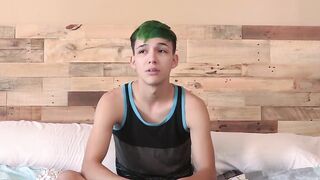 Skinny gay talks in an interview before pleasuring himself