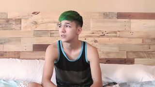 Skinny gay talks in an interview before pleasuring himself