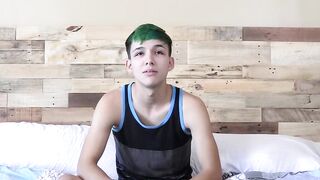 Skinny gay talks in an interview before pleasuring himself