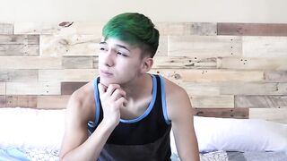 Skinny gay talks in an interview before pleasuring himself