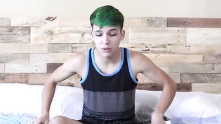 Skinny gay talks in an interview before pleasuring himself