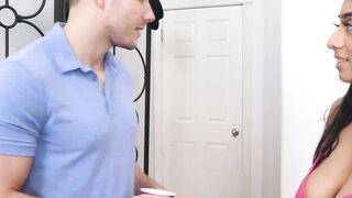 Adorable Latina Violet Myers titfucked and swallows big cock