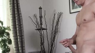 Cock jerking for a buff hunk who loves the feeling of it