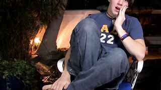 Interviewed young twink Jordan Long masturbates and cums