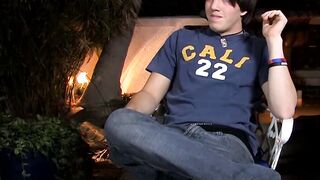 Interviewed young twink Jordan Long masturbates and cums