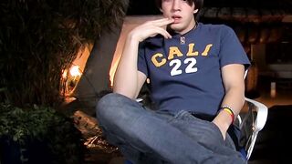 Interviewed young twink Jordan Long masturbates and cums