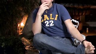 Interviewed young twink Jordan Long masturbates and cums