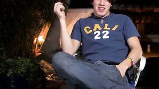 Interviewed young twink Jordan Long masturbates and cums