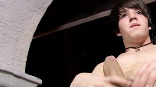 Interviewed young twink Jordan Long masturbates and cums