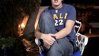 Interviewed young twink Jordan Long masturbates and cums