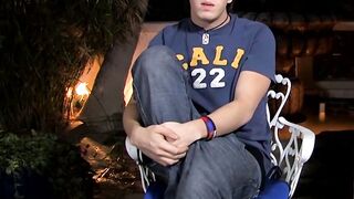 Interviewed young twink Jordan Long masturbates and cums