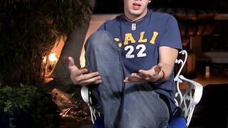 Interviewed young twink Jordan Long masturbates and cums