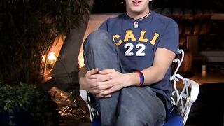 Interviewed young twink Jordan Long masturbates and cums