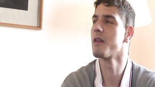 Hottie Bastian Karim bent over in a hardcore ass drilling session with suited Apolo A