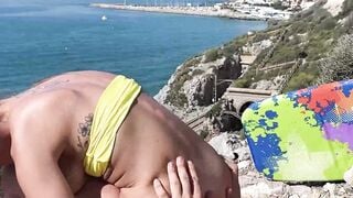 Latina MILF Valeria Fuentes is fucked on the beach and filmed