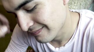 This cute dude Enrique anticipates my creamy cum by sucking my dick