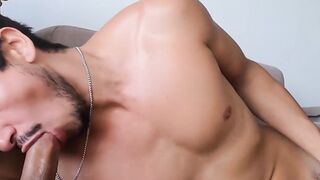 Curly Joe Dave masturbates his boyfriend and stepdads huge cocks at the same time