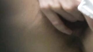Hairy pussy cutie pussy plays while kinky voyeur watches