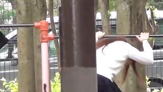 Hidden camera recorded kinky Japanese babes pissing outdoor