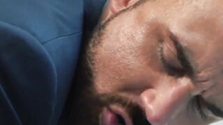 Wild man in suit Logan Moore rimmed and doggystyle pounded