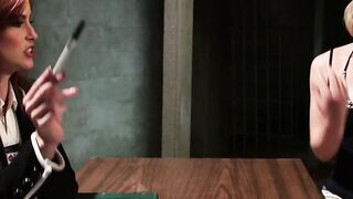 Lesbian agent spanks smugglers