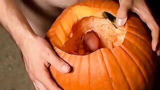 Billy and Chain carves holes on pumpkin and fucks