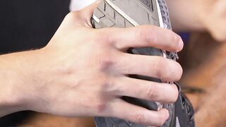 Hairy muscular stud receives foot worship and toe licking