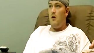 Horny gay guy dick spanks fat ass before wanking up to cum