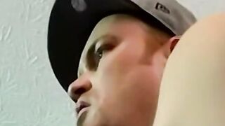Horny gay guy dick spanks fat ass before wanking up to cum