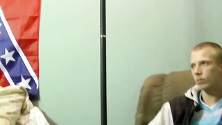 Young American strokes his dick and cum blasts