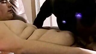 Fat young amateur masturbates and receives a blowjob