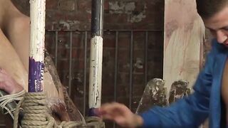 Hot wax punishment with submissive restrained blond twink