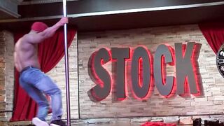 Jock moves around seductively and strips before a handjob