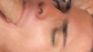 Slutty twink gives juicy blowjob and rides rock hard cock