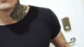 Tatooed str8 Latino jock fucked bareback after sucking cock