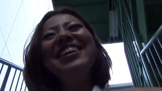 Very pretty Japanese schoolgirls masturbate in public