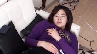 Busty Japanese hottie fingers pussy on hidden camera