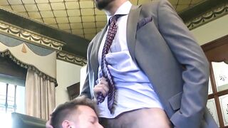 Man in suit Darius Ferdynand doggystyle fucked by classy gay